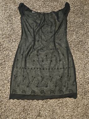 ABS Allen Schwartz Black Floral Sheer Mini Dress